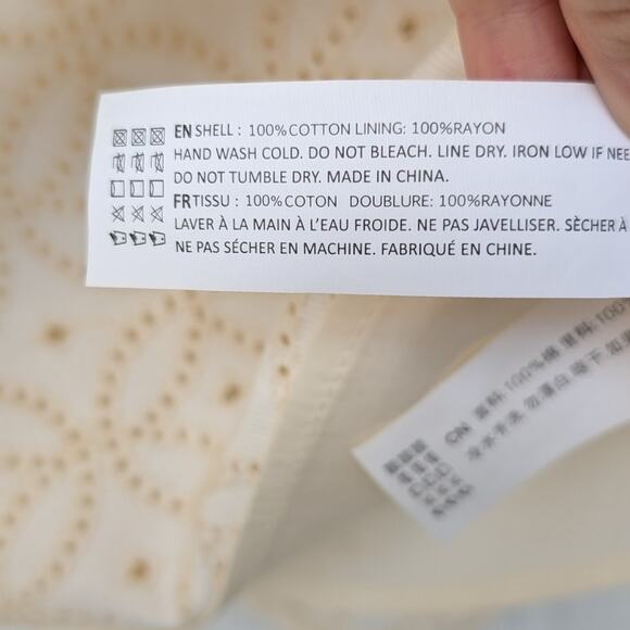 En Saison Cream Denim Embroidered Ruffle Short Dress, size S - Picture 8 of 8